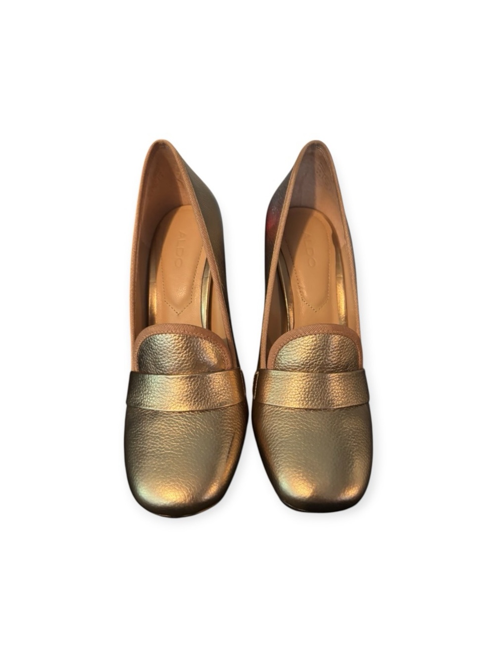 Aldo Iridescent Gold Leather Penny Loafers